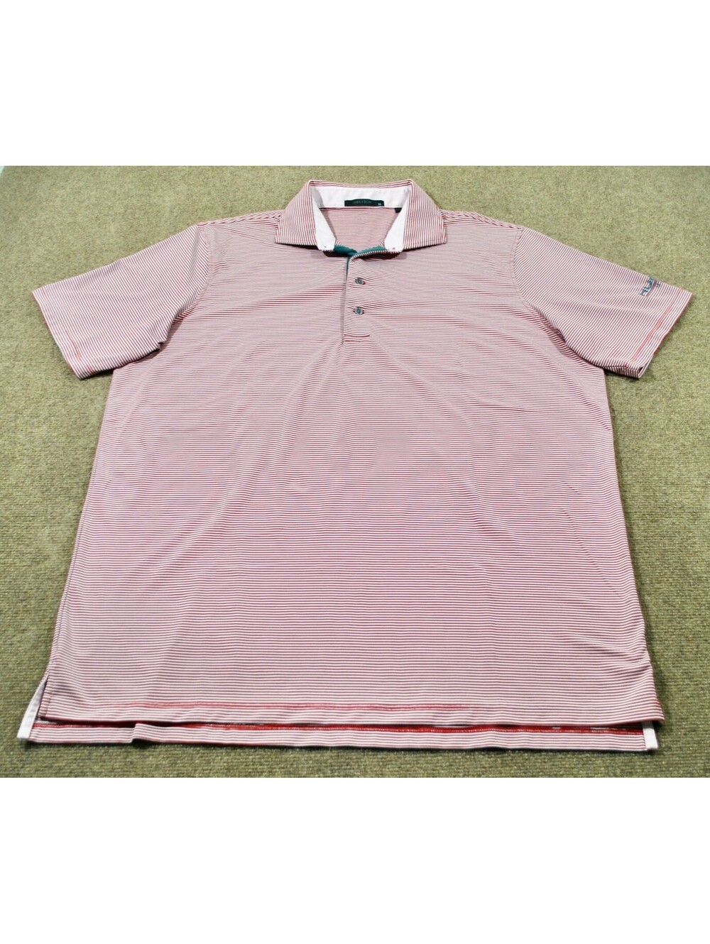 Greyson Golf Course Country Club Stripe Red NUCOR Utah Polo Size X-Large